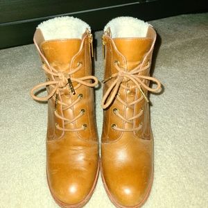 Michael Kors camel fur trimmed booties